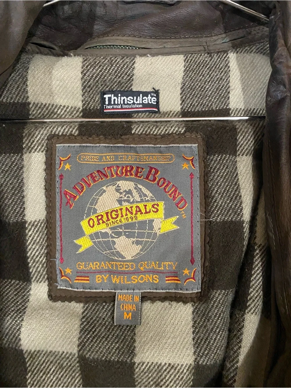 Vintage Men's Brown Bomber Jacket with Plaid Lining - used